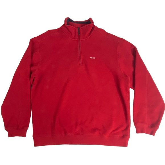 IZOD PFX PerformX Quarter Zip Fleece Pull Over XL Red Cotton Mock Neck Winter - Picture 1 of 6
